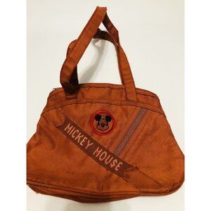 Vintage Disney Mickey Mouse Purse Orange Canvas Hand Bag Zippered Taiwan 1970’s